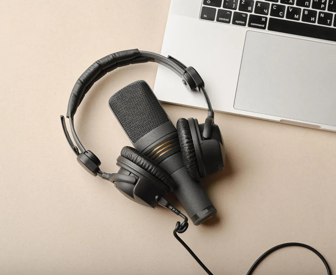 Dr. Christine Nedeau recording a podcast interview