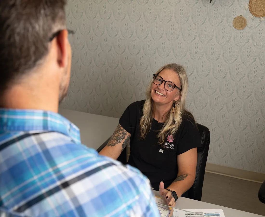 A Bloom La Vie Health provider talking a patient through their results